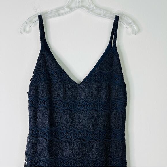 Betsey Johnson blue lace floral evening wedding party holiday midi dress 6 - Picture 2 of 8